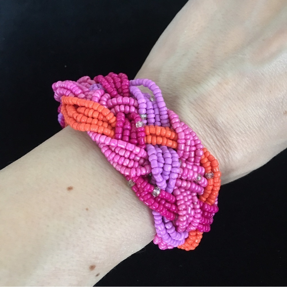 Vintage Braided Beaded Stretch Bracelet